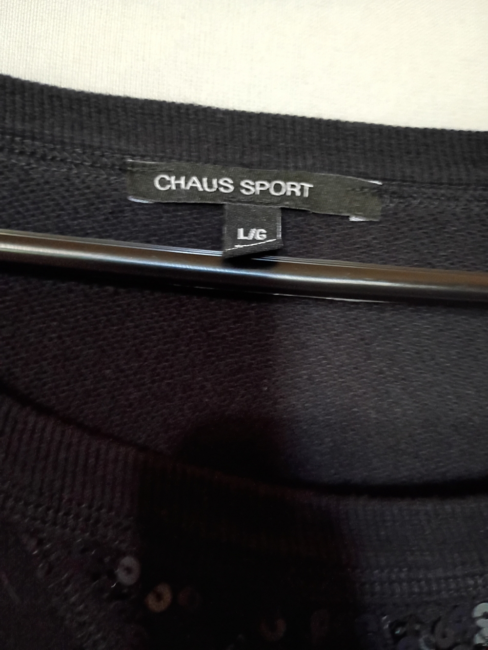 Chaus Sport Women's Black Sequin Sweatshirt Size L - Picture 3 of 5